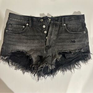 We The Free Charcoal Frayed Jean Shorts